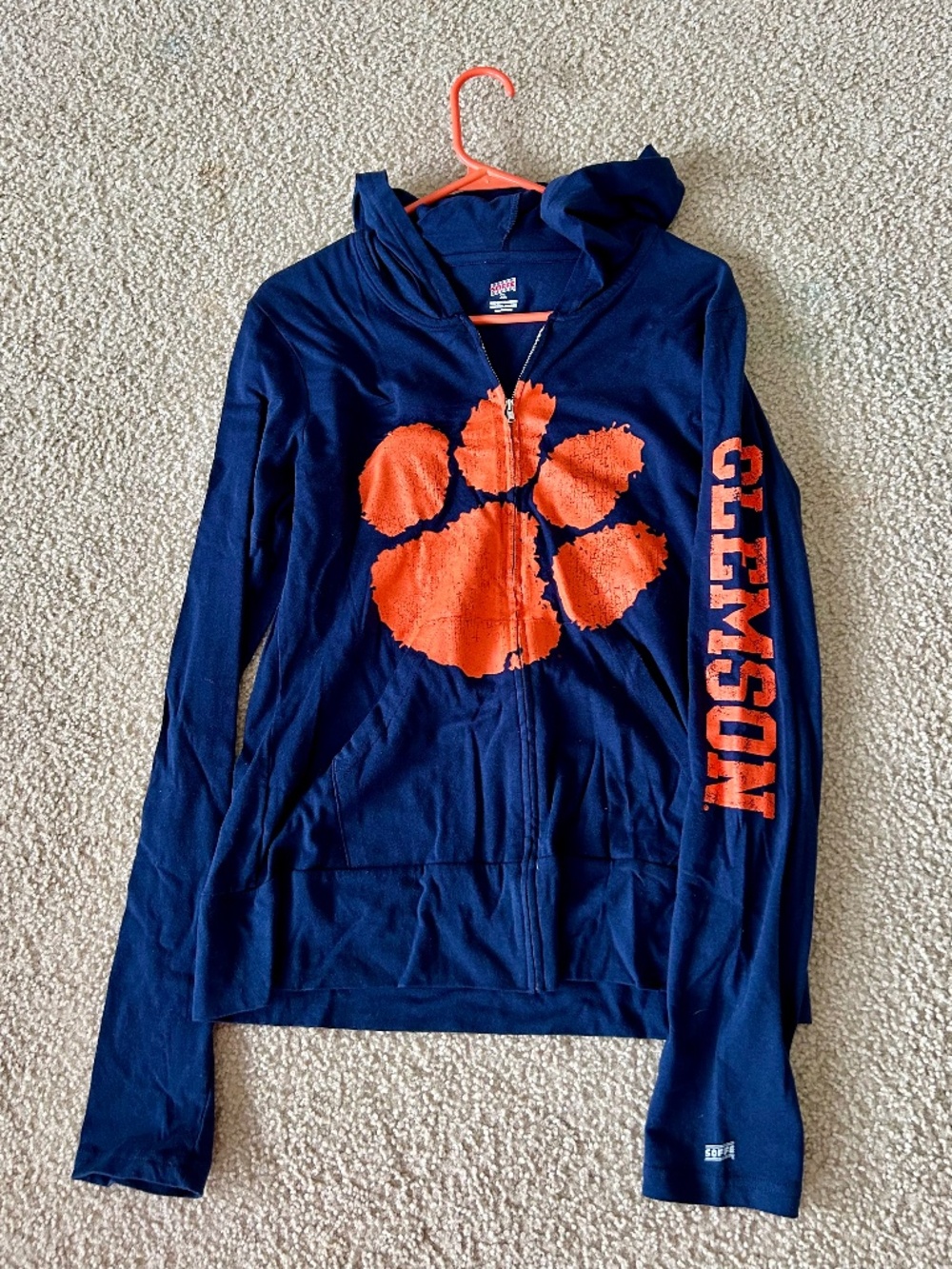 Soffe Full Zip Women’s Lightweight Clemson Tiger Jacket with Hood Sz XL